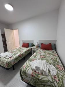 two beds sitting next to each other in a room at Medano Dunas de Oro in El Médano