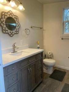 un baño con lavabo e inodoro en Love Shack, en Middletown
