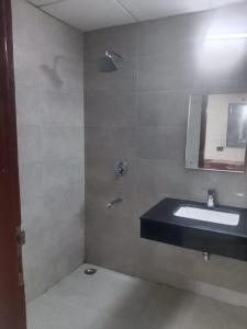 a bathroom with a sink and a mirror at Leisure Homes in Lucknow