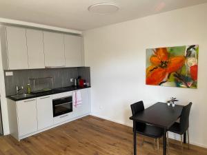 Kuchyň nebo kuchyňský kout v ubytování Modernes Appartement in Wald