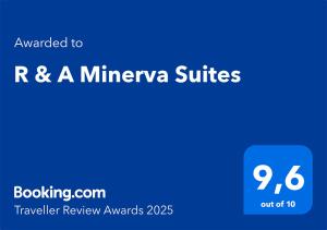 Majutusasutuses R & A Minerva Suites olev sertifikaat, autasu, silt või muu dokument