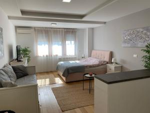 Postel nebo postele na pokoji v ubytování Manhattan studio A blok