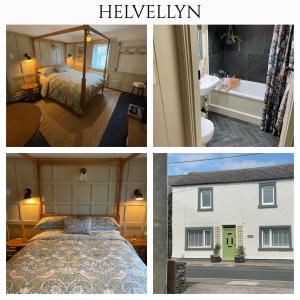 a collage of pictures of a bedroom and a house at Helvellyn Cottage in Penrith