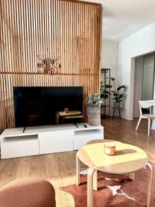 TV a/nebo společenská místnost v ubytování Comfy studio, private parking, smart check in