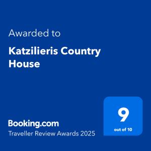 Katzilieris Country House tanúsítványa, márkajelzése vagy díja