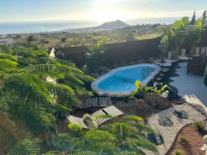 an overhead view of a swimming pool in a garden at Krisant Gold Rural Luxury Privat Pool in Santa Cruz de Tenerife