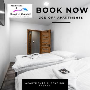 Postel nebo postele na pokoji v ubytování Apartments Kolín & Penzion Navara