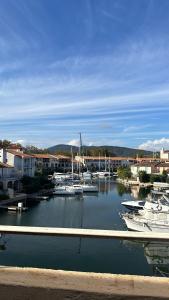 a group of boats are docked in a harbor at Nid du port in Grimaud