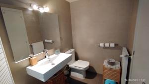 ブール・マダムにあるBonito apartamento con gran jardínの洗面台、トイレ、鏡のあるバスルーム +23枚の写真