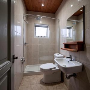 a bathroom with a toilet and a sink and a shower at Dewata Horizon in Mihintale