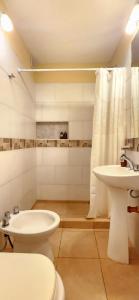 ein Badezimmer mit einer weißen Toilette und einem Waschbecken in der Unterkunft Brescia departamentos in San Isidro + 6 Fotos