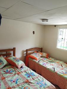 una camera da letto con due letti e una finestra di Casa finca en pueblo rico Neira a Neira