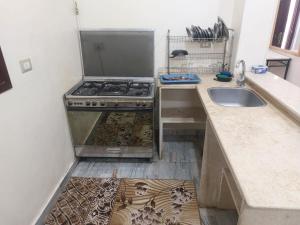 a kitchen with a stove and a sink at Horus apartment in Al Bayāḑīyah +12 photos