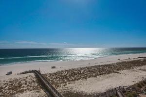 an aerial view of a beach with the ocean at Sea Esta condo in Navarre