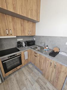 Kuchyň nebo kuchyňský kout v ubytování Moderní apartmán vedle divadla - Netflix, Wi-Fi zdarma