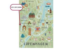 a map of copenhagen with sights and attractions at Cherryy in Copenhagen