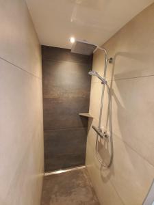 a bathroom with a shower with a shower head at Riverhaus in Schladming