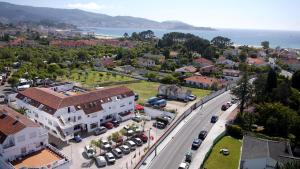 an aerial view of a town with a street at Apartamentos Telleira in Nigrán