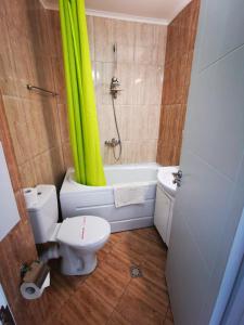 a bathroom with a tub and a toilet and a shower at Azur Apartments in Sozopol