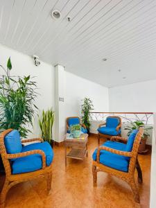 a room with three chairs and a table and plants at Hotel Coronado Inn in Playa Coronado