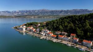 an aerial view of a town on a body of water at Apartment Bazdaric in Novigrad Dalmatia