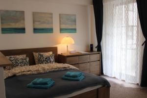 Postel nebo postele na pokoji v ubytování Jáchymov Blue Apartment