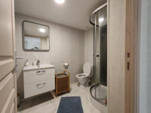 a bathroom with a toilet and a sink and a shower at MaisonnetteAu36-centre-parking-cosy in Angoulême