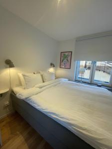 Postel nebo postele na pokoji v ubytování Lomma Harbour Apartment