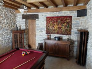 a room with a pool table and a painting at Le Grangeon 01 in Ambérieu-en-Bugey