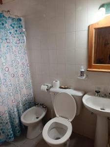 a small bathroom with a toilet and a sink at La casa de Gaby in San Martín de los Andes