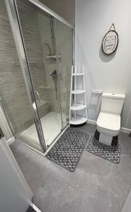 łazienka z prysznicem i toaletą w obiekcie Luxury Seaside Town House w mieście Bangor +14 zdjęć