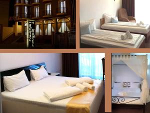 un collage de cuatro fotos de un dormitorio en RHC Royal Hotel, en Oradea 98 fotos más