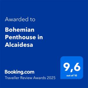 Certifikát, hodnocení, plakát nebo jiný dokument vystavený v ubytování Bohemian Penthouse in Alcaidesa