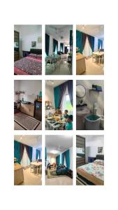 een collage van verschillende foto's van een kamer bij Aiman's Rose HomeStay in Teluk Panglima Garang