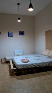 ein Schlafzimmer mit zwei Betten in einem Zimmer in der Unterkunft Casa na melhor localização de Santa Teresa in Rio de Janeiro