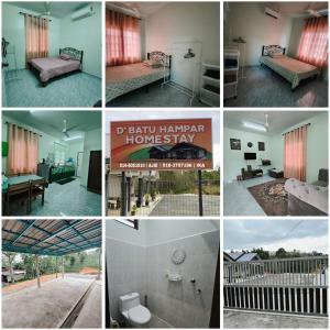 a collage of photos of a bedroom and a house at D'Batu Hampar Homestay Chalok in Kampong Batu Hampar