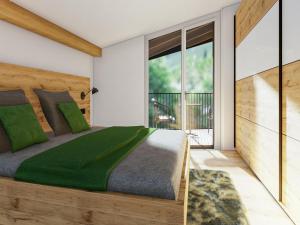 Posteľ alebo postele v izbe v ubytovaní Bergzeit flat Saalbach directly on the ski piste