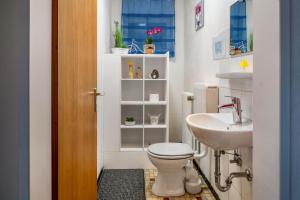 een badkamer met toilet en wastafel bij Haus Sommerberg in Titisee-Neustadt +22 foto's