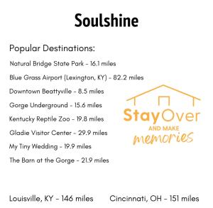 a list of the house names and descriptions of the house at Soulshine in Beattyville