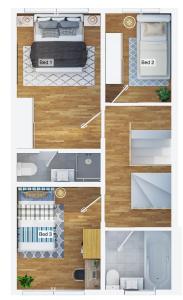 a collage of four pictures of a room at Ambler Thorn Lodge in Queensbury