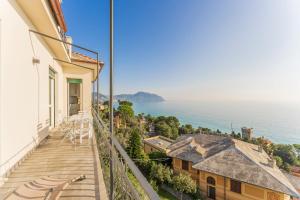 a balcony with a view of the ocean at Breath-taking Portofino Promontory Seaview in Pieve Ligure +34 photos