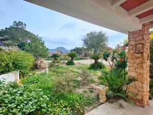a view of a garden from the porch of a house at La campagne à 10 mn des plages et du centre ville de Cartagena in Cartagena