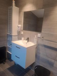 a bathroom with a sink and a mirror at Maison du bonheur calme et verdure in Nice +12 photos