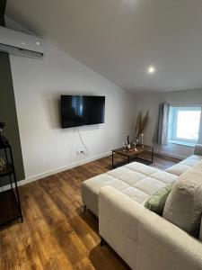 TV a/nebo společenská místnost v ubytování Joli T2 au fil de l'eau- Andance- VIA RHÔNA -4 pers - CLIM