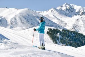 a person on skis on a snow covered mountain at La casa dei poeti in Cervasca