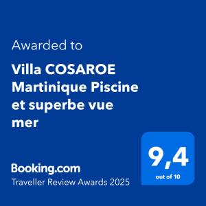 Certifikát, hodnocení, plakát nebo jiný dokument vystavený v ubytování Villa COSAROE 6-14 pers Piscine et superbe vue mer PANORAMIQUE