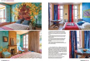 two pictures of a room with a bed and a room with at Purple House in Saint-Valery-sur-Somme