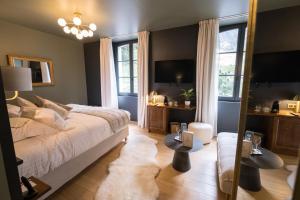 Posteľ alebo postele v izbe v ubytovaní Hôtel du cirque et de la cascade