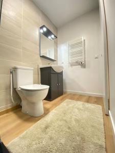 a bathroom with a toilet and a sink and a mirror at COCO Studio in Maisons-Alfort +10 photos