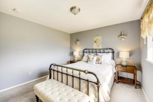 a bedroom with a bed and a bench in it at Pleasant Valley Wine Trail Home - Near Paso Robles in San Miguel